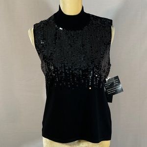 Joans New York Collection Top Black Sequins NWT M